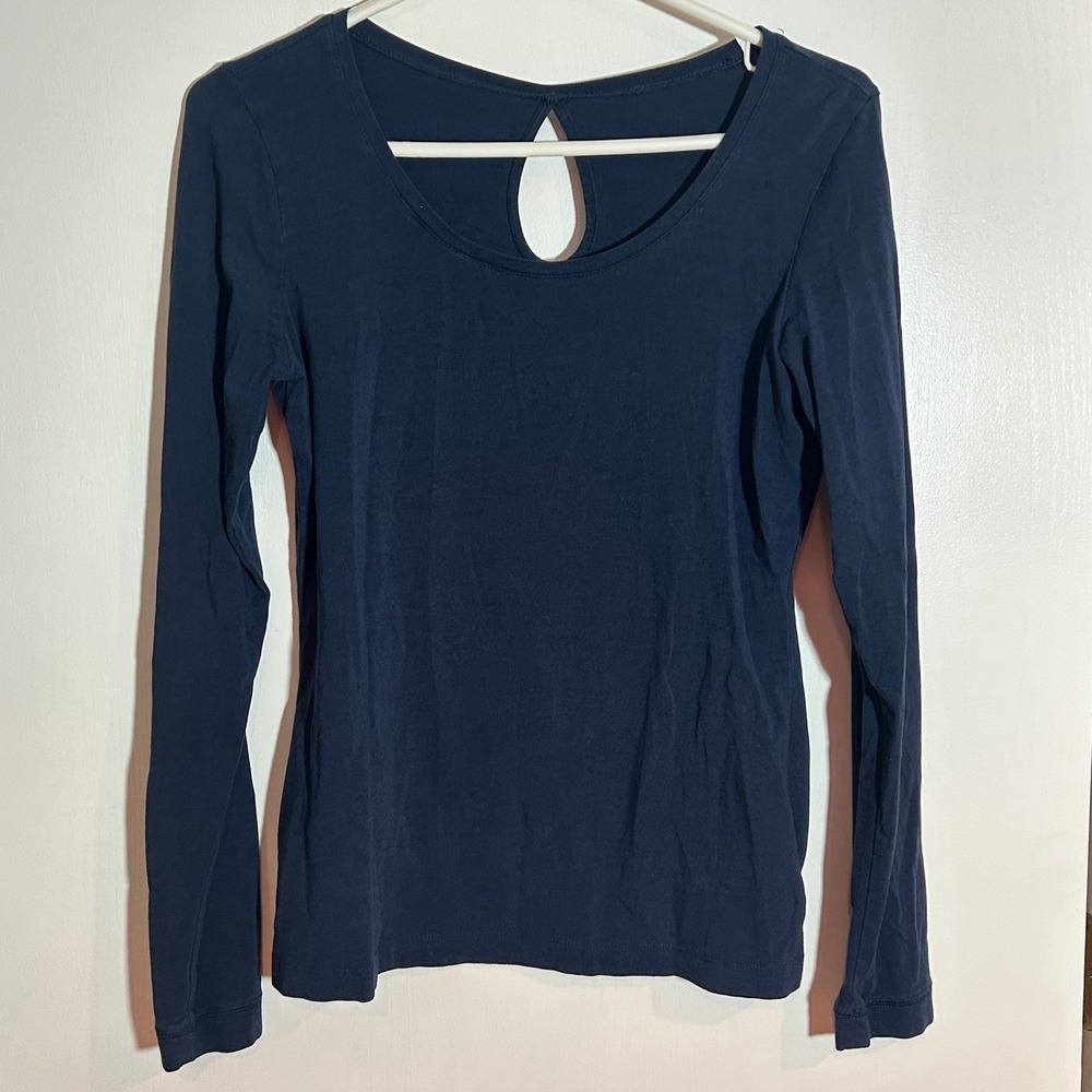 Columbia‎ Sportswear Omni Wick Long Sleeve Top Women's S Navy Blue Keyhole Back